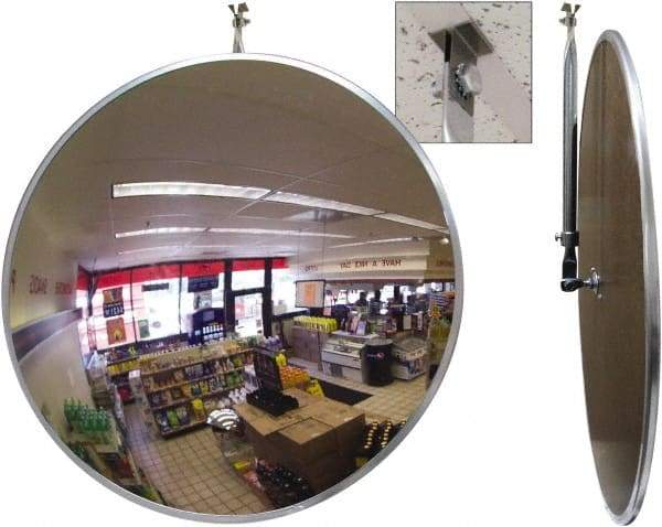 Se-Kure Domes&Mirrors - Indoor Round Convex Safety, Traffic & Inspection Mirrors - Acrylic Lens, Hardboard Backing, 26" Diam, 26' Max Covered Distance - Makers Industrial Supply