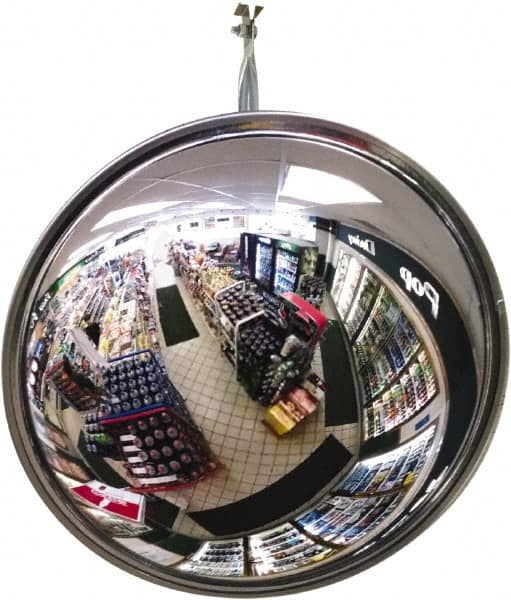 Se-Kure Domes&Mirrors - Indoor Round Convex Safety, Traffic & Inspection Mirrors - Acrylic Lens, Hardboard Backing, 24" Diam, 72' Max Covered Distance - Makers Industrial Supply