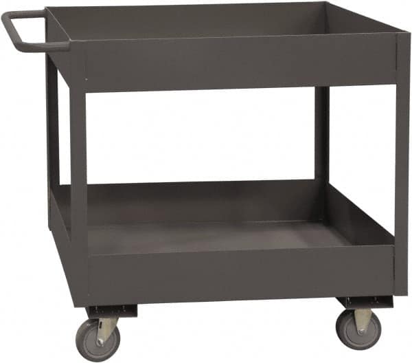 Durham - 3,600 Lb Capacity, 24" Wide x 48" Long x 39-1/16" High Service Cart - 2 Shelf, Steel, 2 Rigid/2 Swivel Casters - Makers Industrial Supply