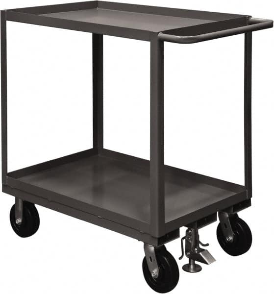 Durham - 2,400 Lb Capacity, 30" Wide x 60" Long x 37-5/8" High Service Cart - 2 Shelf, Steel, 2 Rigid/2 Swivel Casters - Makers Industrial Supply