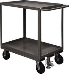 Durham - 2,400 Lb Capacity, 30" Wide x 60" Long x 37-5/8" High Service Cart - 2 Shelf, Steel, 2 Rigid/2 Swivel Casters - Makers Industrial Supply