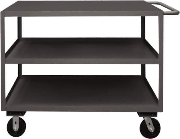 Durham - 3,000 Lb Capacity, 30" Wide x 48" Long x 37-5/8" High Service Cart - 3 Shelf, Steel, 2 Rigid/2 Swivel Casters - Makers Industrial Supply