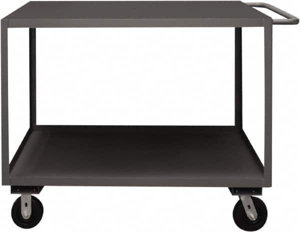 Durham - 3,000 Lb Capacity, 24" Wide x 48" Long x 39-1/16" High Service Cart - 2 Shelf, Steel, 2 Rigid/2 Swivel Casters - Makers Industrial Supply