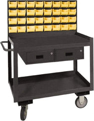 Durham - 1,200 Lb Capacity, 24" Wide x 36" Long x 64-1/8" High Service Cart - 2 Drawer, 2 Shelf, Steel, 2 Rigid/2 Swivel Casters - Makers Industrial Supply