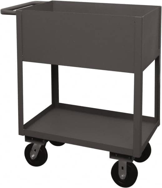 Durham - 3,600 Lb Capacity, 18" Wide x 30" Long x 39-1/16" High Service Cart - 2 Shelf, Steel, 2 Rigid/2 Swivel Casters - Makers Industrial Supply