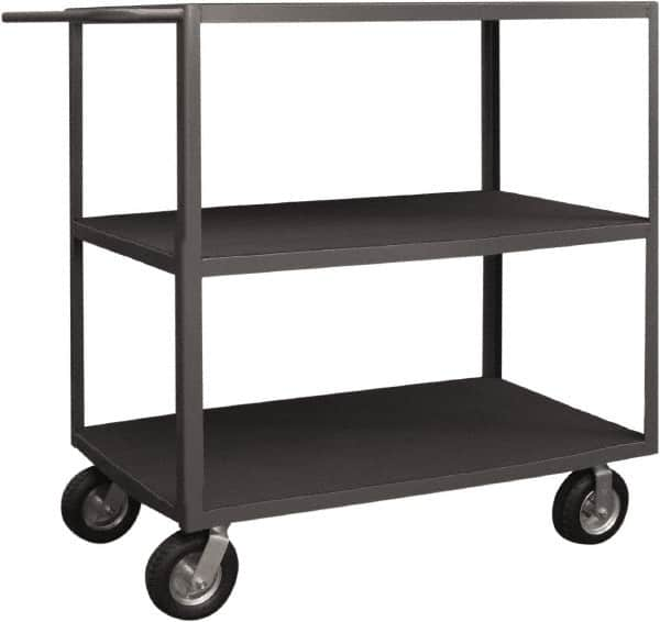 Durham - 1,200 Lb Capacity, 30" Wide x 60" Long x 55-3/8" High Instrument Cart - 3 Shelf, Steel, 2 Rigid/2 Swivel Casters - Makers Industrial Supply