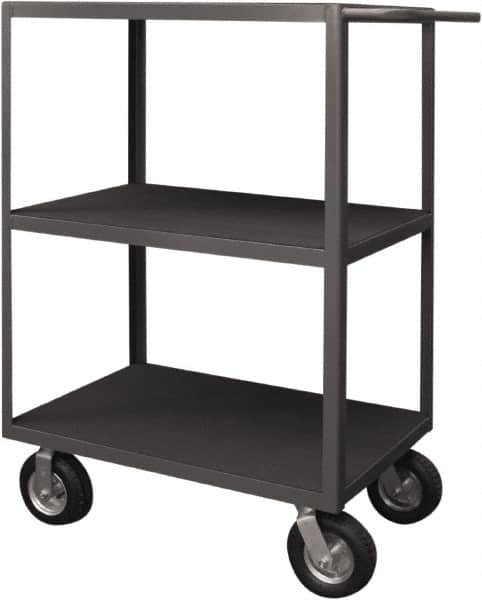 Durham - 1,200 Lb Capacity, 24" Wide x 36" Long x 50" High Instrument Cart - 3 Shelf, Steel, 2 Rigid/2 Swivel Casters - Makers Industrial Supply