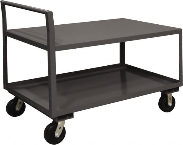 Durham - 2,000 Lb Capacity, 30-1/4" Wide x 51" Long x 38-3/4" High Service Cart - 2 Shelf, Steel, 2 Rigid/2 Swivel Casters - Makers Industrial Supply