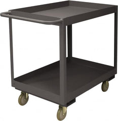 Durham - 3,600 Lb Capacity, 24" Wide x 36" Long x 39-1/16" High Service Cart - 2 Shelf, Steel, 2 Rigid/2 Swivel Casters - Makers Industrial Supply