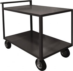 Durham - 1,500 Lb Capacity, 24" Wide x 48" Long x 39-7/16" High Service Cart - 2 Shelf, Steel, 2 Rigid/2 Swivel Casters - Makers Industrial Supply