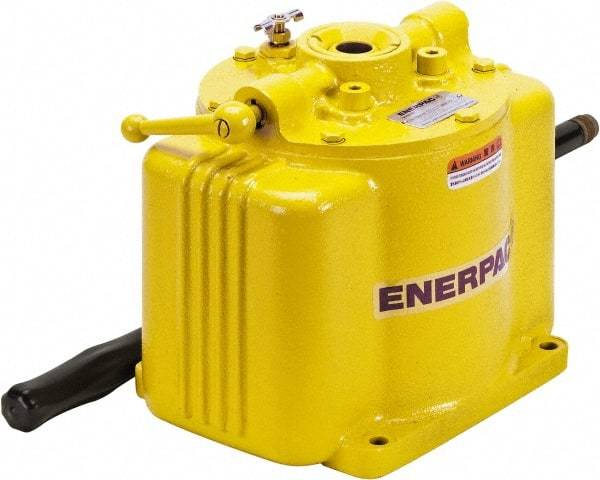 Enerpac - 1 Stage, 1-1/2" Piston Diam, 1/4 NPTF, 0.58 Cu In Per Stroke, Manual Hydraulic Pump - 200 Cu In Reservoir, 1-1/2" Piston Stroke, 2,500 psi First Stage - Makers Industrial Supply