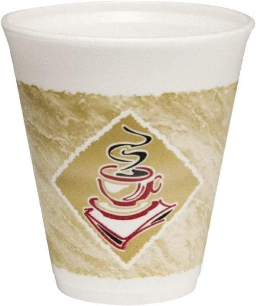 DART - Caf\xE9 G Foam Hot/Cold Cups, 12 oz - Brown,Red & White - Makers Industrial Supply