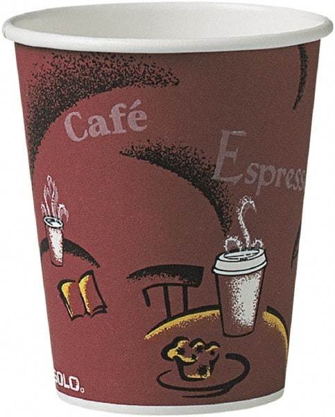 Solo - Bistro Design Hot Drink Cups, Paper, 10 oz, 300/Carton - Maroon - Makers Industrial Supply