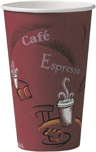 Solo - Bistro Design Hot Drink Cups, Paper, 16 oz, 300/Carton - Maroon - Makers Industrial Supply