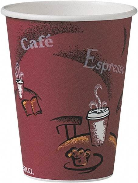 Solo - Bistro Design Hot Drink Cups, Paper, 12 oz, 300/Carton - Maroon - Makers Industrial Supply