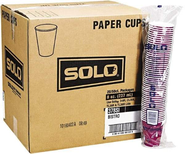 Solo - Bistro Design Hot Drink Cups, Paper, 12 oz, 50/Bag, 20 Bags/Carton - Maroon - Makers Industrial Supply