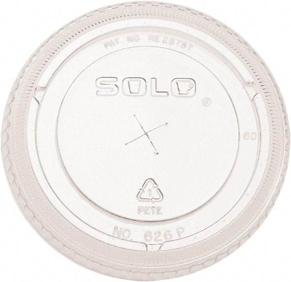 Solo - PETE Flat Straw-Slot Cold Cup Lids, Fits 16-24 oz, 100/Pack, 10 Packs/Carton - Clear - Makers Industrial Supply