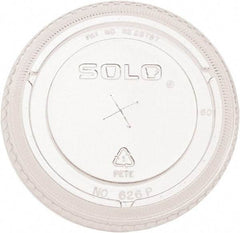 Solo - PETE Flat Straw-Slot Cold Cup Lids, Fits 16-24 oz, 100/Pack, 10 Packs/Carton - Clear - Makers Industrial Supply