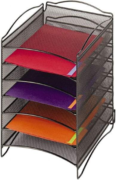 Safco - 10-1/4" Wide x 12-3/4" Deep x 15-1/4" High, 6 Compartments, Steel Desk Top Organizer - Black, 9-1/2" Compartment Width x 1" Compartment Depth x 12" Compartment Height - Makers Industrial Supply