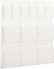 Safco - 30" Wide x 2" Deep x 34-3/4" High, 12 Compartments, Plastic Literature Display Board - Clear, 9-1/2" Compartment Width x 2" Compartment Depth x 9" Compartment Height - Makers Industrial Supply