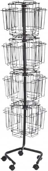 Safco - 15" Wide x 15" Deep x 60" High, 32 Compartments, Welded Wire Rotary Literature Rack - Charcoal, 9" Compartment Width x 5" Compartment Depth x 10-7/8" Compartment Height - Makers Industrial Supply