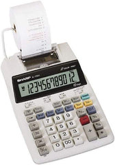 Sharp - LCD Printing Calculator - 5-7/8 x 8-7/8 Display Size, White, AC & Battery Powered, 3" Long x 6.4" Wide - Makers Industrial Supply