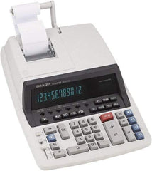 Sharp - Fluorescent Printing Calculator - 17mm Display Size, Light Gray, AC Powered, 12-1/2" Long x 8-3/4" Wide - Makers Industrial Supply