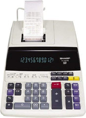 Sharp - Fluorescent Printing Calculator - 8-5/8 x 12-7/8 Display Size, White, AC Powered, 3.9" Long x 9.7" Wide - Makers Industrial Supply