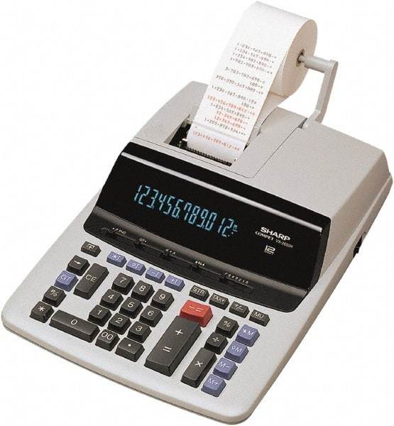 Sharp - Fluorescent Printing Calculator - 9-7/8 x 13-5/8 Display Size, Light Gray, AC Powered, 4-1/2" Long x 10-5/8" Wide - Makers Industrial Supply