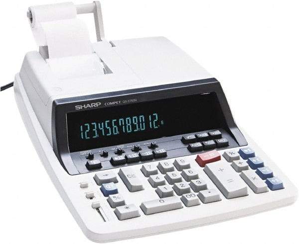 Sharp - Fluorescent Printing Calculator - 17mm Display Size, White, AC Powered, 12-1/2" Long x 9.63" Wide - Makers Industrial Supply