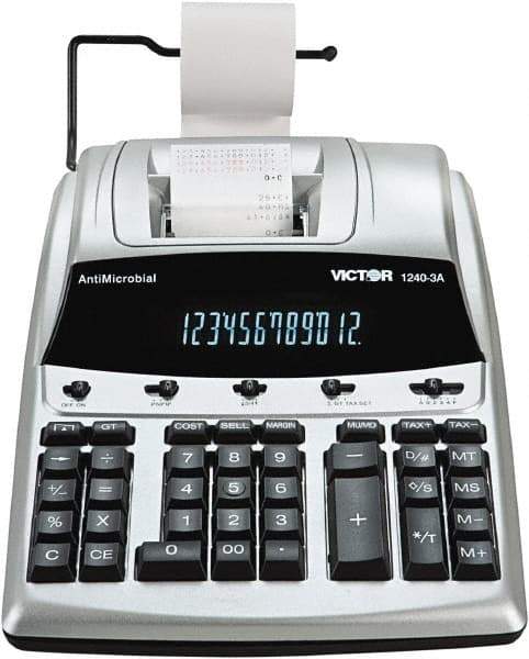 Victor - Fluorescent Printing Calculator - 9 x 12 Display Size, White, AC Powered, 4-1/4" Long x 10-1/2" Wide - Makers Industrial Supply