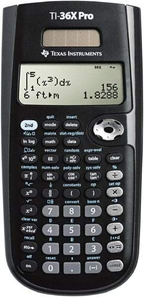 Texas Instruments - LCD Scientific Calculator - 3-3/8 x 7-1/4 Display Size, Black, Battery & Solar Powered, 9.7" Long x 6-1/2" Wide - Makers Industrial Supply