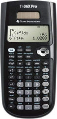 Texas Instruments - LCD Scientific Calculator - 3-3/8 x 7-1/4 Display Size, Black, Battery & Solar Powered, 9.7" Long x 6-1/2" Wide - Makers Industrial Supply