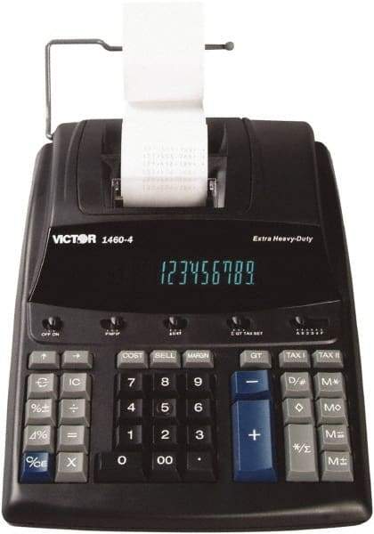 Victor - Fluorescent Printing Calculator - 8-1/2 x 12-1/4 Display Size, Black, AC Powered, 15.6" Long x 10-1/2" Wide - Makers Industrial Supply