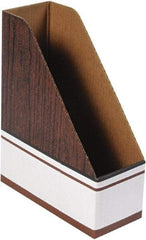 BANKERS BOX - White & Wood Grain Magazine Stand - Corrugated Cardboard - Makers Industrial Supply