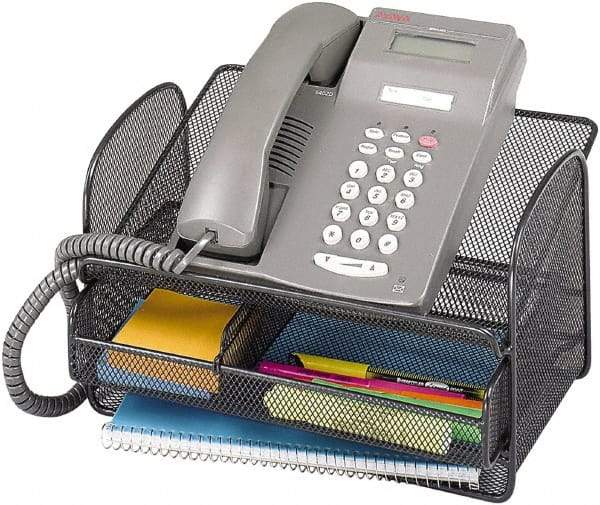 Safco - Black Desktop Telephone Stand - Steel, Mesh - Makers Industrial Supply