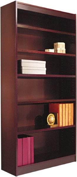 ALERA - 6 Shelf, 72" High x 35-5/8" Wide Bookcase - 11-1/2" Deep, Wood Veneer, Mahogany - Makers Industrial Supply