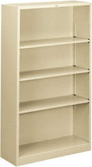 Hon - 4 Shelf, 59" High x 34-1/2" Wide Bookcase - 12-5/8" Deep, Steel, Putty - Makers Industrial Supply