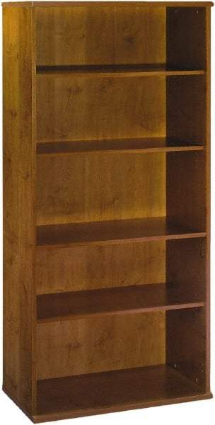 Bush Business Furniture - 5 Shelf, 72-7/8" High x 35-3/4" Wide Bookcase - 15-3/8" Deep, Laminate Over Wood, Natural Cherry - Makers Industrial Supply