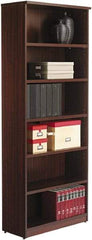 ALERA - 6 Shelf, 80-3/8" High x 31-3/4" Wide Bookcase - 14" Deep, Woodgrain Laminate, Mahogany - Makers Industrial Supply