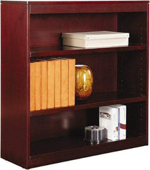 ALERA - 3 Shelf, 36" High x 35-5/8" Wide Bookcase - 11-3/4" Deep, Wood Veneer, Mahogany - Makers Industrial Supply