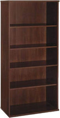 Bush Business Furniture - 5 Shelf, 72-7/8" High x 35-5/8" Wide Bookcase - 15-3/8" Deep, Laminate Over Wood, Hansen Cherry - Makers Industrial Supply