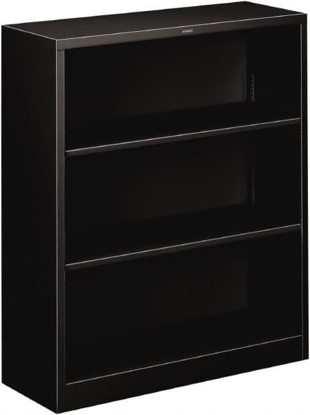 Hon - 3 Shelf, 41" High x 34-1/2" Wide Bookcase - 12-5/8" Deep, Steel, Black - Makers Industrial Supply