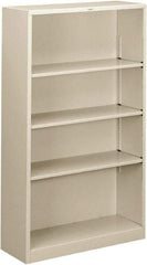 Hon - 4 Shelf, 59" High x 34-1/2" Wide Bookcase - 13-1/2" Deep, Steel, Light Gray - Makers Industrial Supply