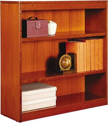 ALERA - 3 Shelf, 36" High x 35-5/8" Wide Bookcase - 13-1/8" Deep, Wood Veneer, Medium Cherry - Makers Industrial Supply