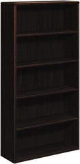 Hon - 5 Shelf, 71" High x 36" Wide Bookcase - 12-5/8" Deep, Laminate, Mahogany - Makers Industrial Supply