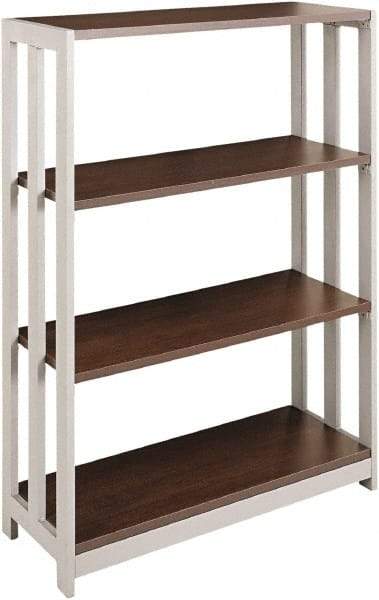 Linea Italia - 3 Shelf, 43-1/4" High x 31-1/2" Wide Bookcase - 11-1/2" Deep, Woodgrain Laminate, Mocha - Makers Industrial Supply