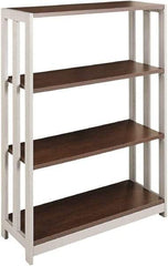 Linea Italia - 3 Shelf, 43-1/4" High x 31-1/2" Wide Bookcase - 11-1/2" Deep, Woodgrain Laminate, Mocha - Makers Industrial Supply