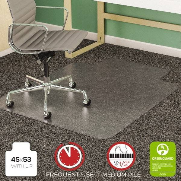 Deflect-o - 53" Long x 45" Wide, Chair Mat - Rectangular, Beveled Edge Style - Makers Industrial Supply