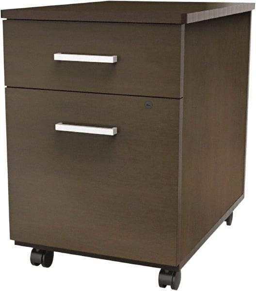 Linea Italia - 16-1/2" Wide x 23-5/8" High x 19-3/4" Deep, 2 Drawer Pedestal - Laminate, Mocha - Makers Industrial Supply